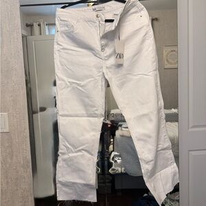 Zara stright leg white jeans size 10